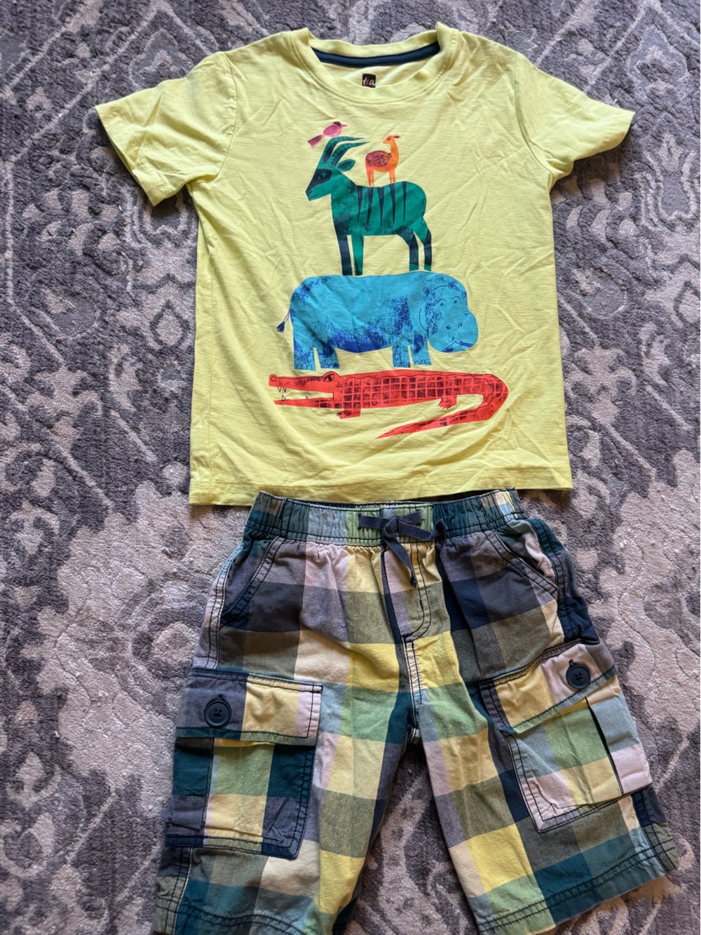 Tea Collection Yellow Tee with Navy Trim